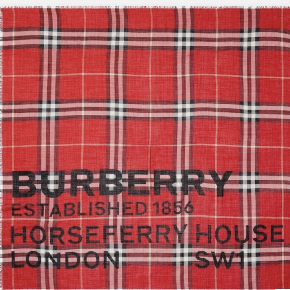 Burberry scarf large red wool and silk